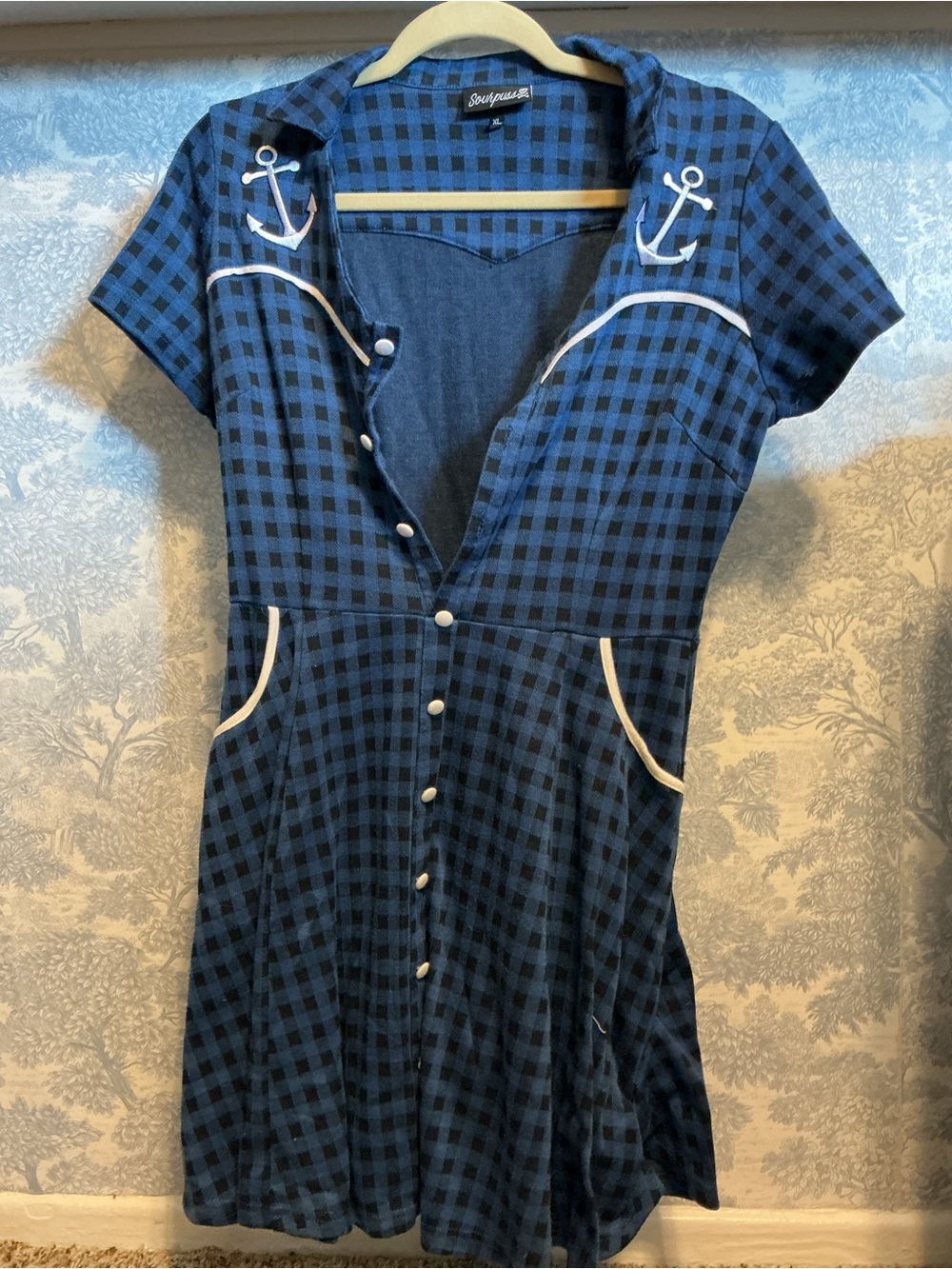 Punk Blue Plaid Mini Dress